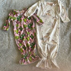 Krysse Kouture 2 piece Sleeper Gowns SZ 0-3  3-6 months 
Infant  Deer  Cactus